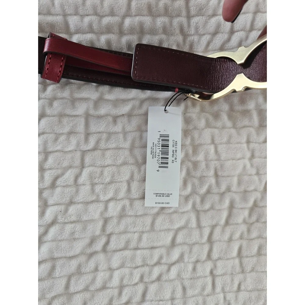 NEW Coach Women's Gold Buckle Red Leather Belt - Size‎ XS